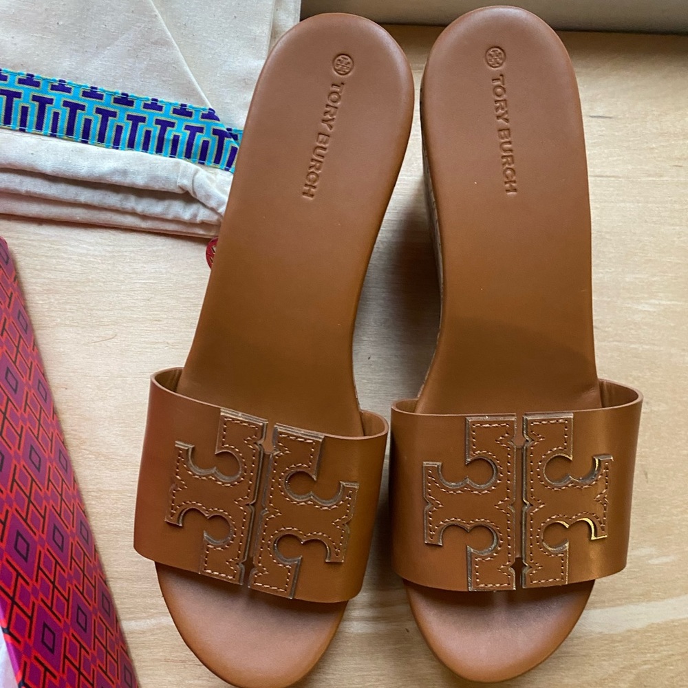 Tory Burch Ines Cork Wedge Slides